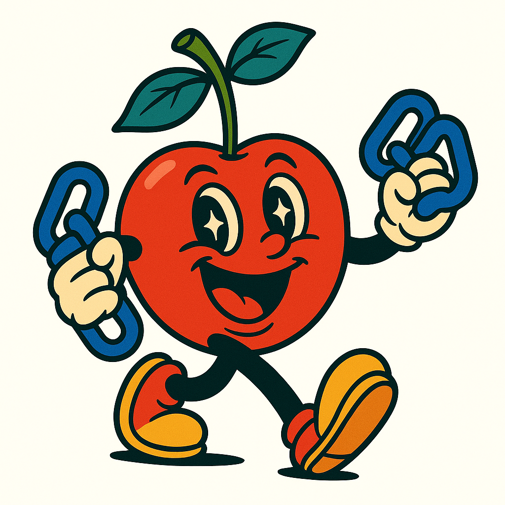 Linkcherry character holding chain links